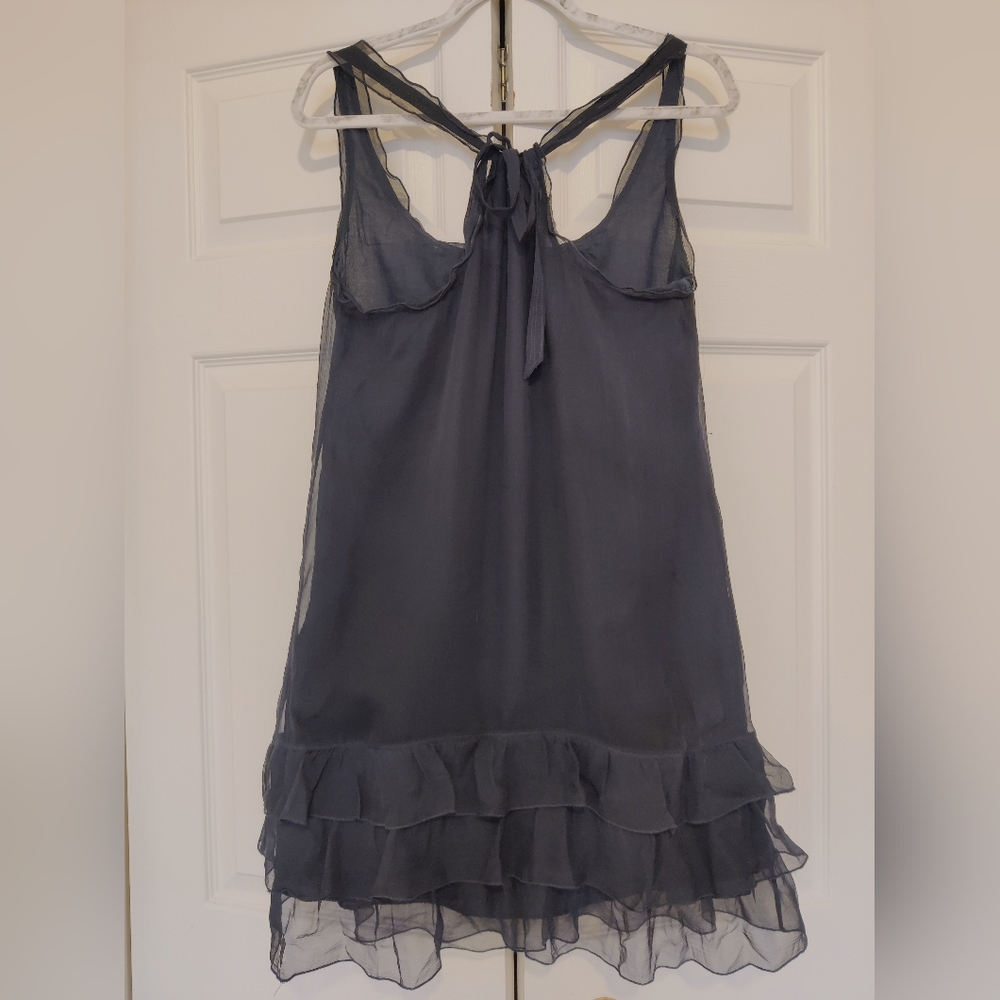 Navy Ruffle Dress - Picture 2 of 10